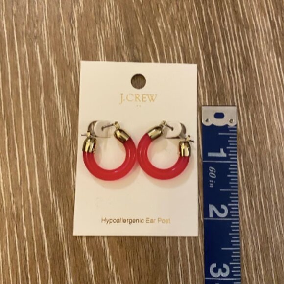 NWT J.Crew Factory Pink Resin Hoop Earrings - Picture 4 of 4